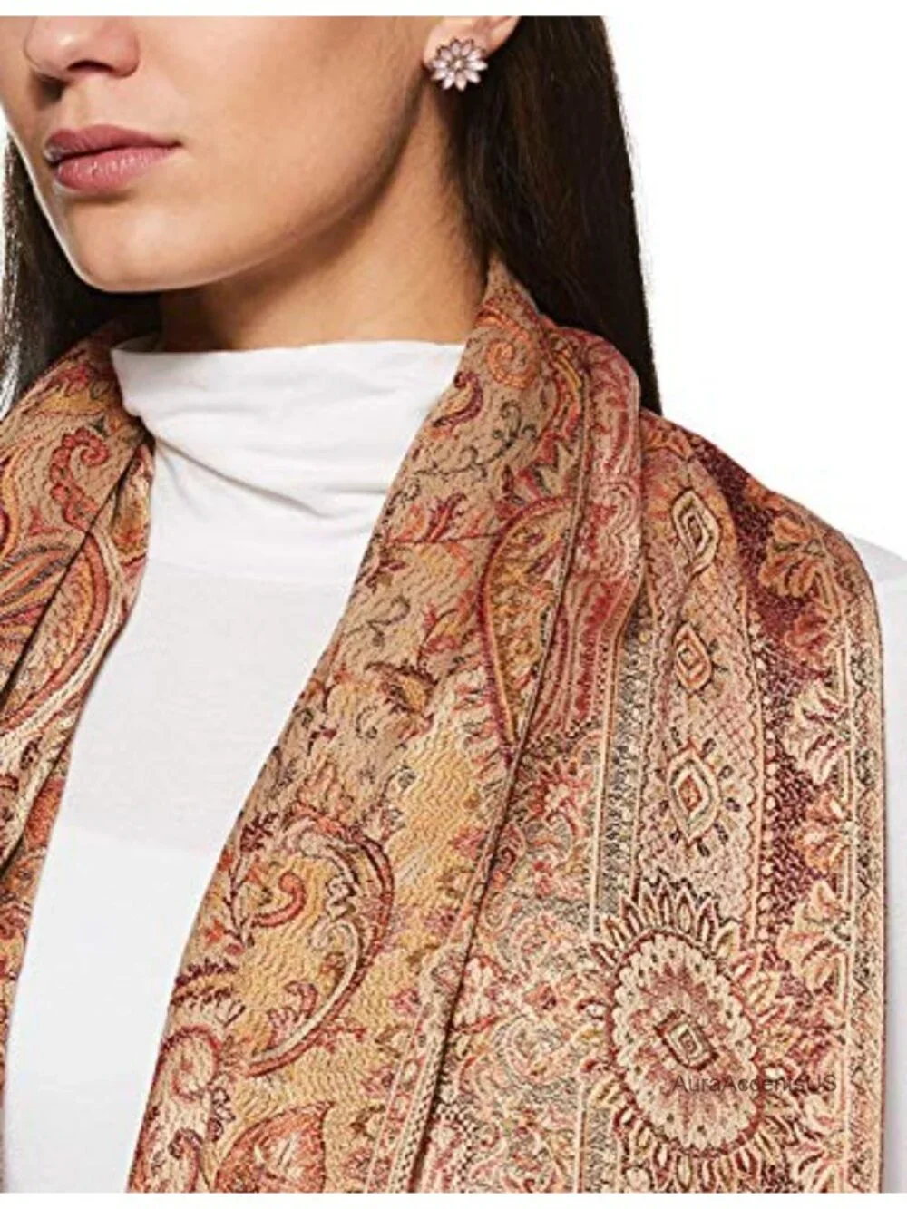 Wool Blend Pashmina Shawl Wrap Woven Large Handicraft Scarf